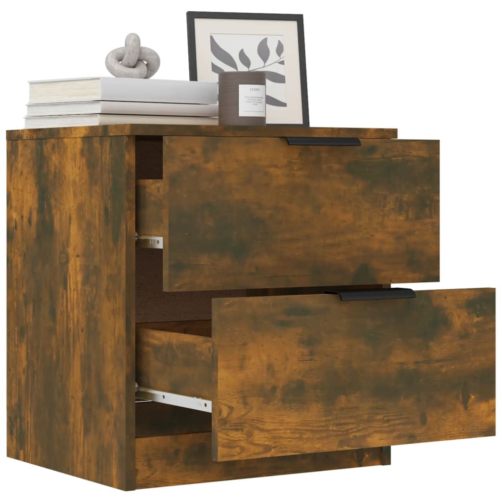 Tables de chevet 2 pcs. Matériau en bois de chêne fumé