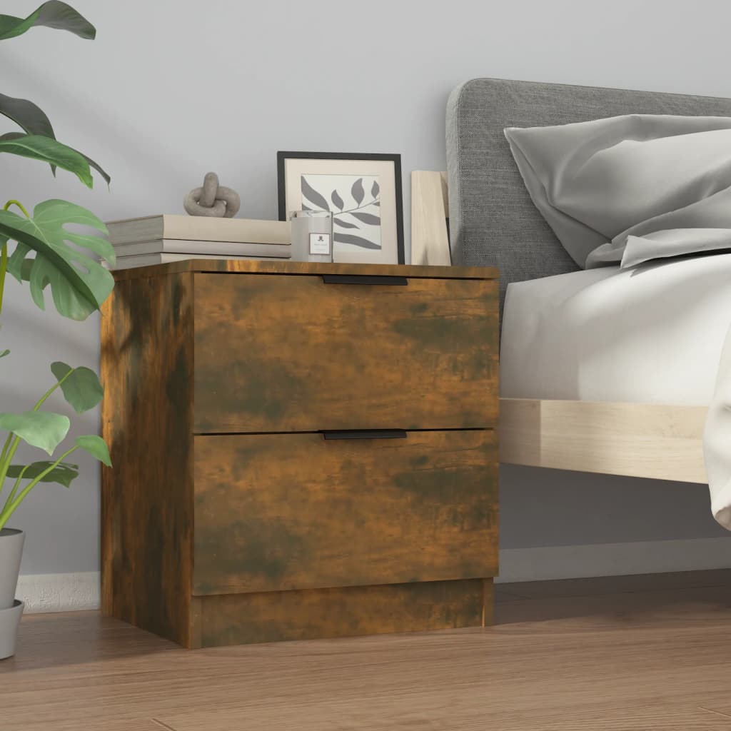 Tables de chevet 2 pcs. Matériau en bois de chêne fumé