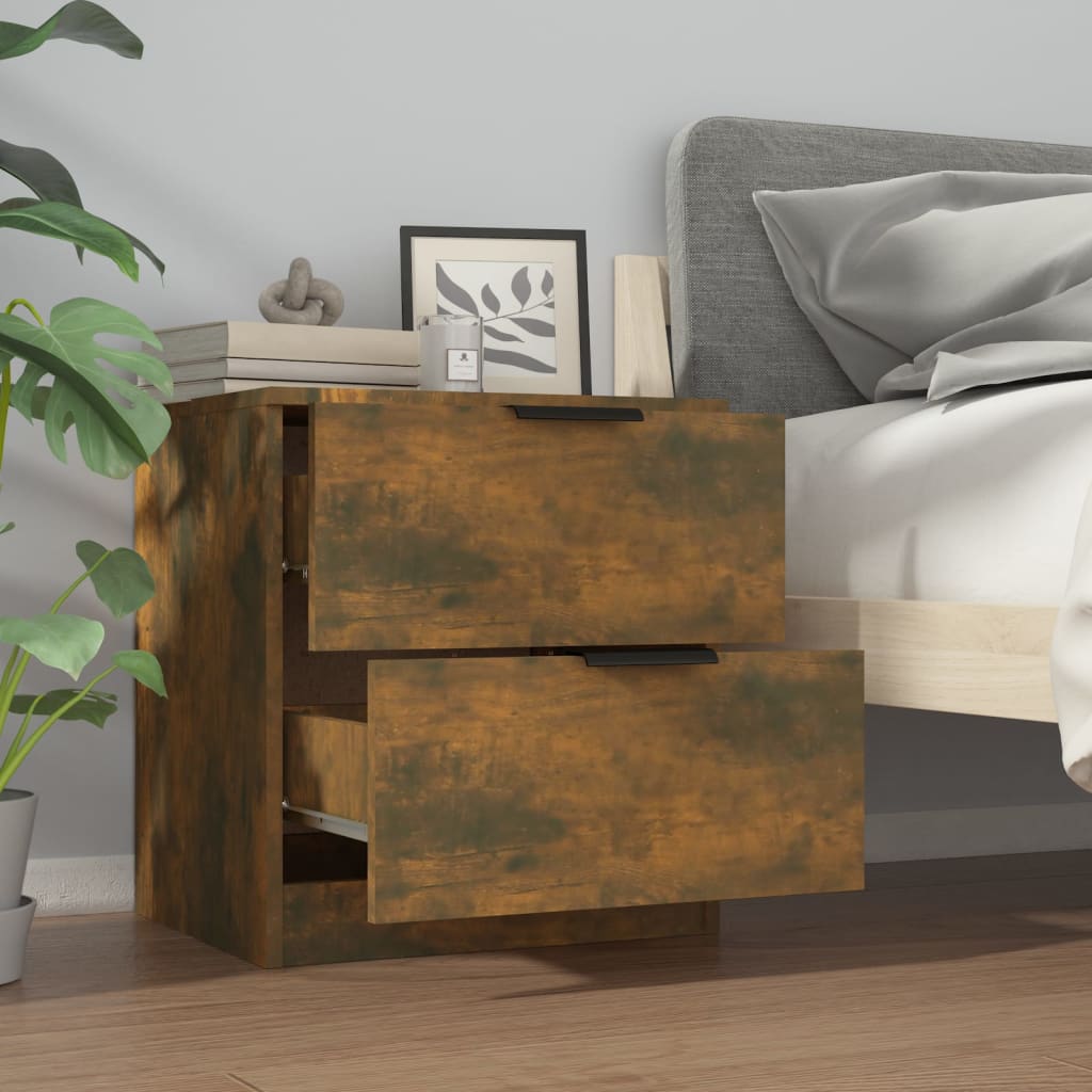 Tables de chevet 2 pcs. Matériau en bois de chêne fumé