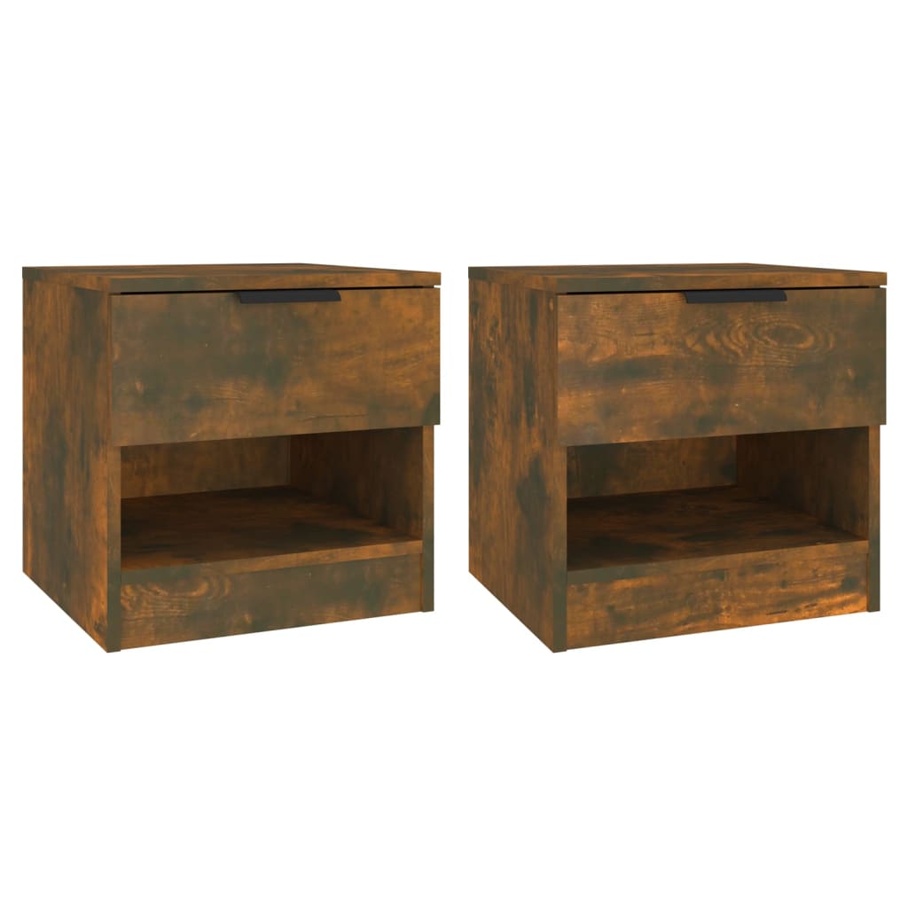 Tables de chevet 2 pcs. Matériau en bois de chêne fumé