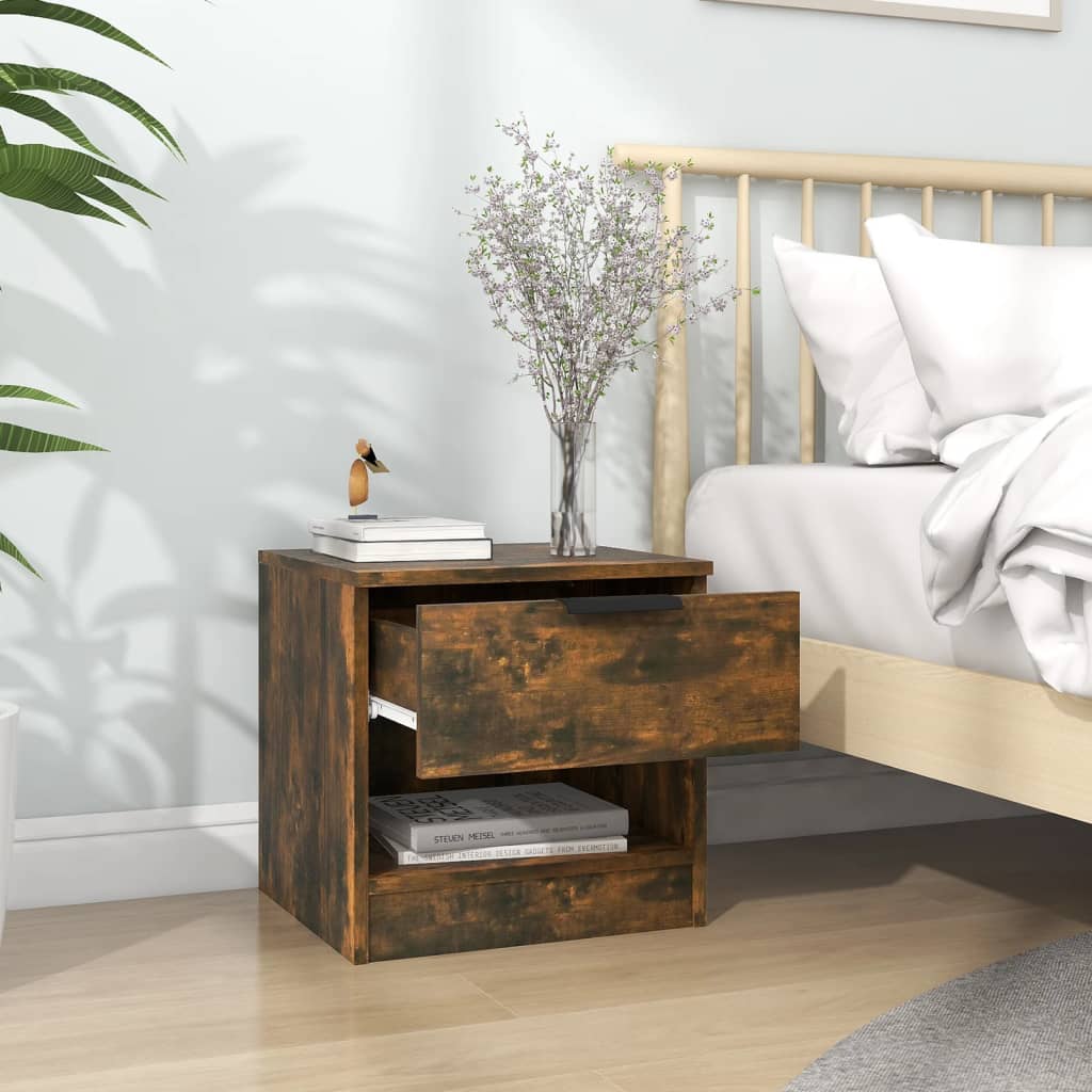 Tables de chevet 2 pcs. Matériau en bois de chêne fumé