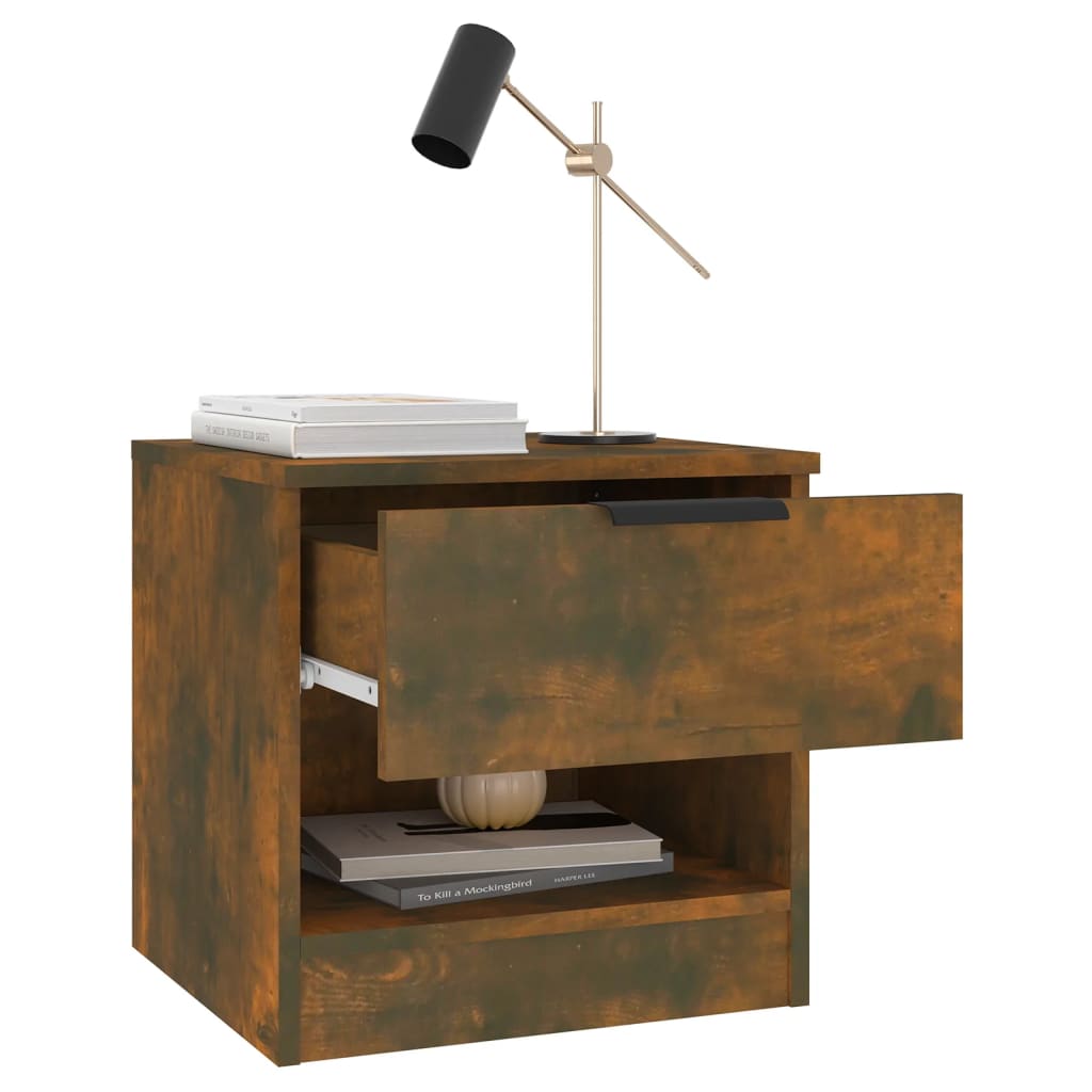Tables de chevet 2 pcs. Matériau en bois de chêne fumé