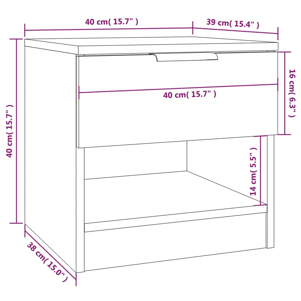 Tables de chevet 2 pcs. Matériau en bois de chêne fumé