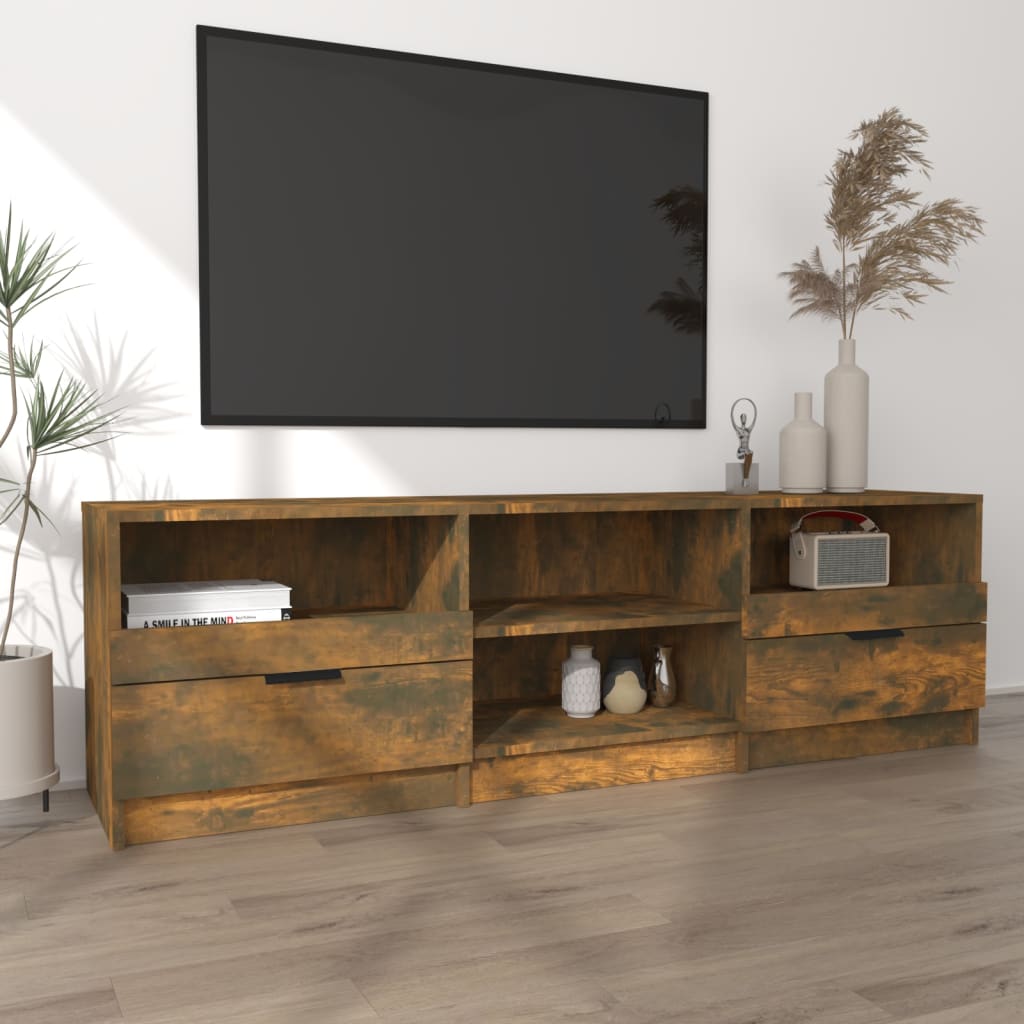 Meuble TV chêne fumé 150x33,5x45 cm matériau bois
