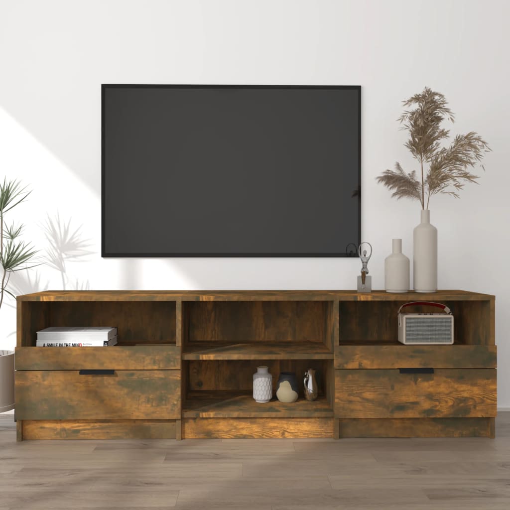 Meuble TV chêne fumé 150x33,5x45 cm matériau bois