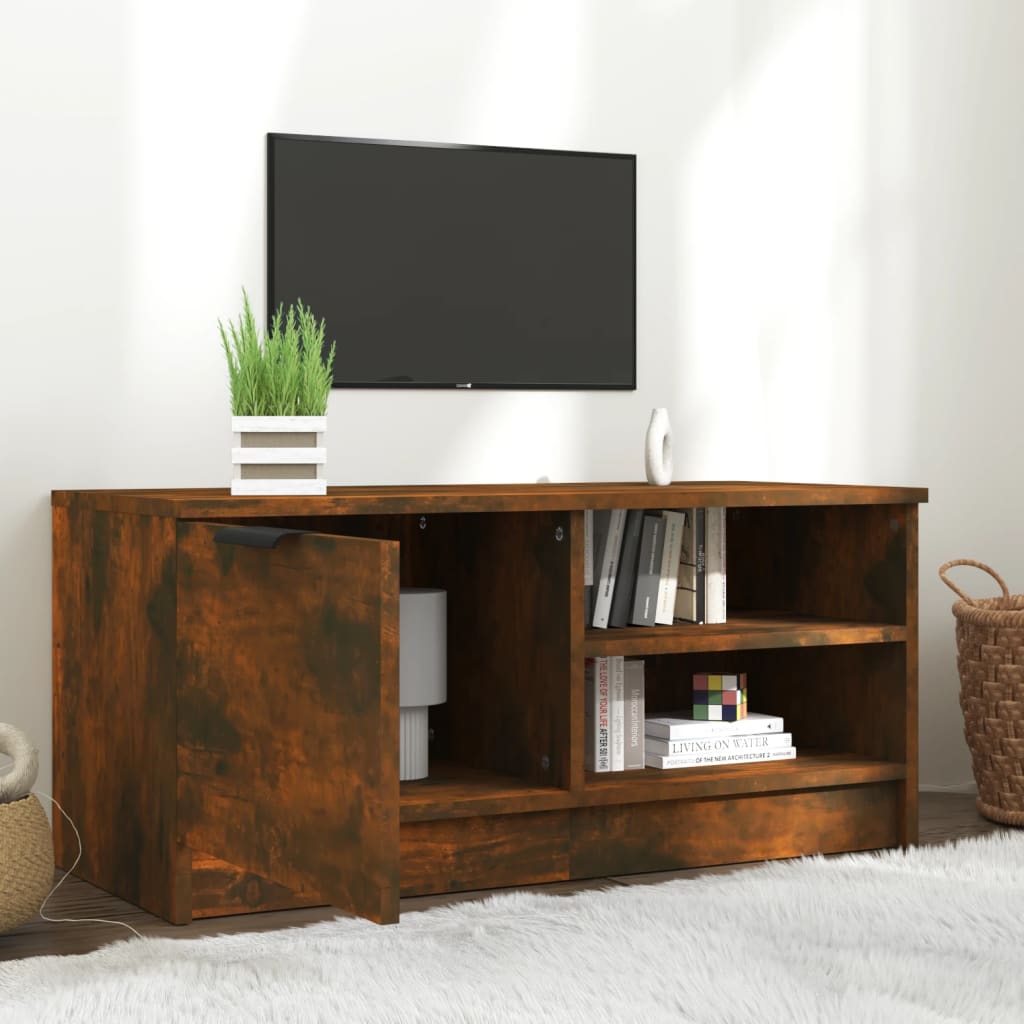 Meuble TV en chêne fumé 80x35x36,5 cm, matériau à base de bois