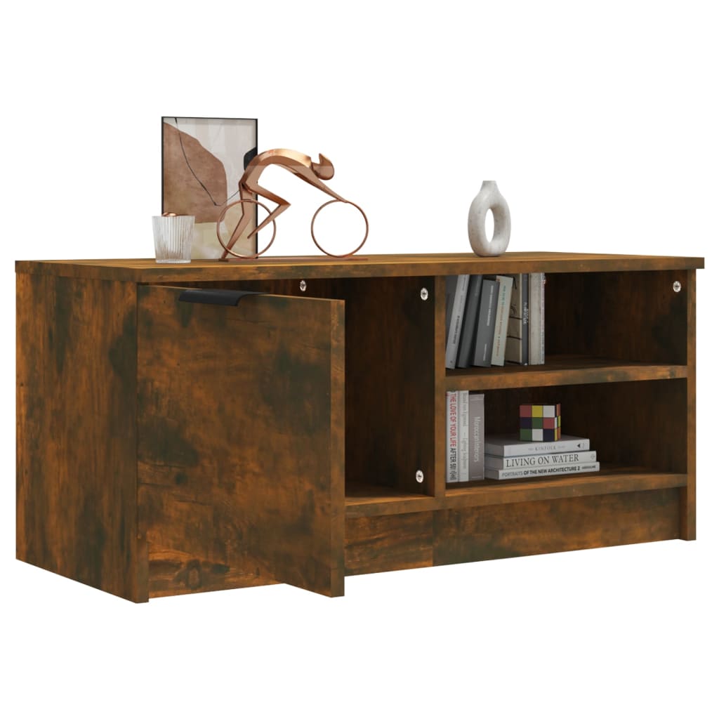 Meuble TV en chêne fumé 80x35x36,5 cm, matériau à base de bois