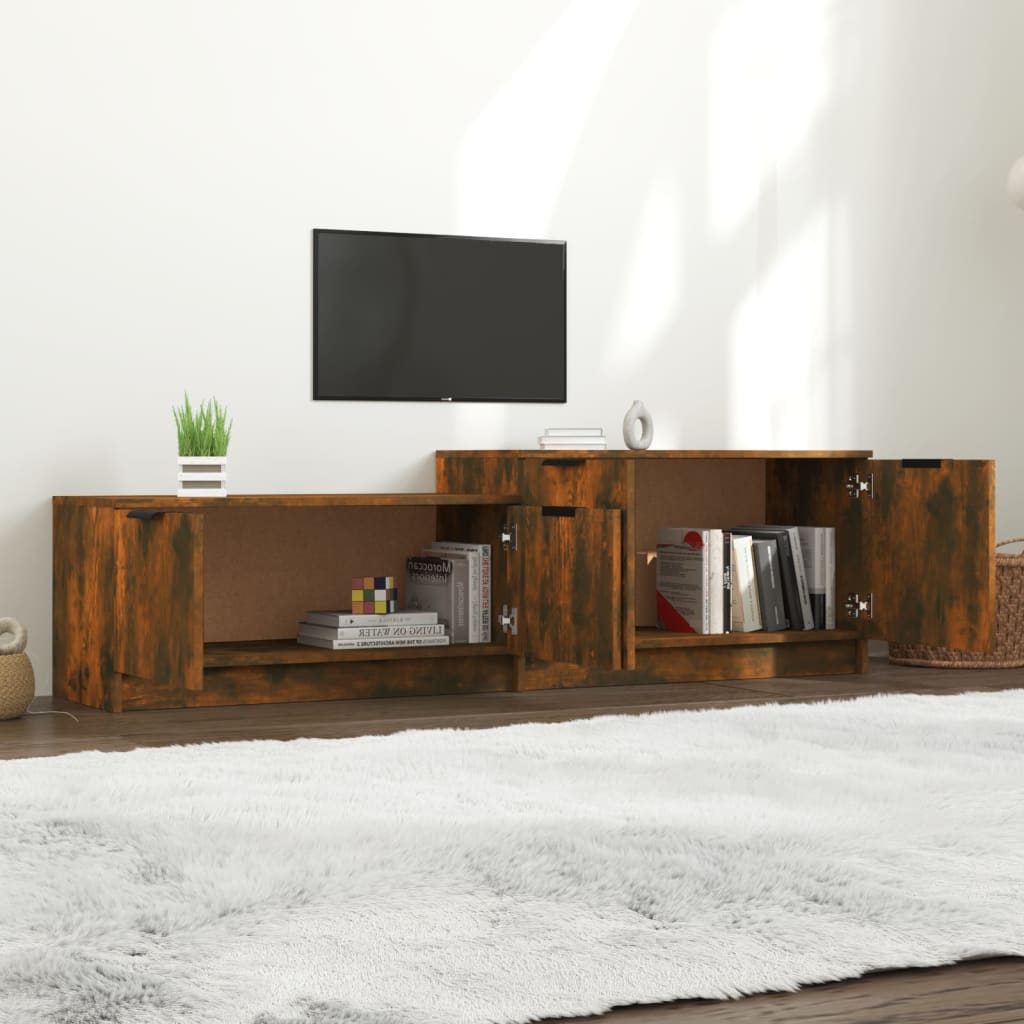Meuble TV chêne fumé 158,5x36x45 cm matériau bois