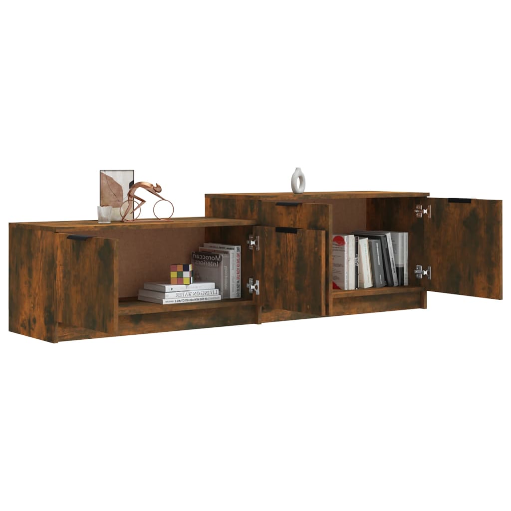 Meuble TV chêne fumé 158,5x36x45 cm matériau bois