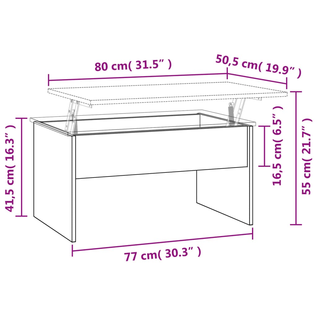 Coffee table Sonoma oak 80x50.5x41.5 cm wood material