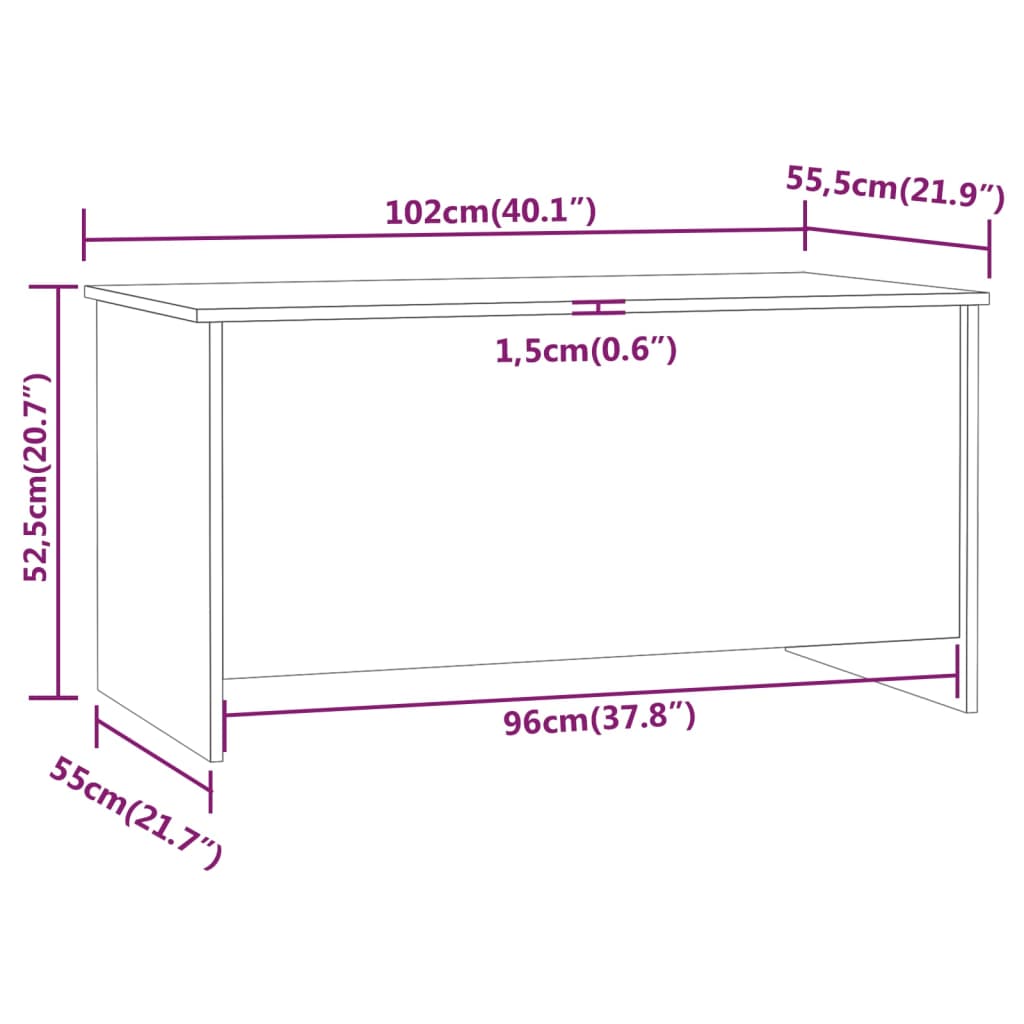 Table basse gris béton 102x55,5x52,5 cm en bois