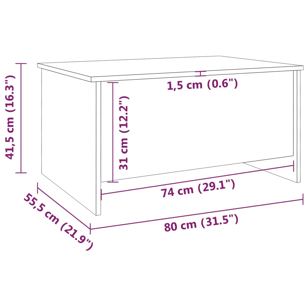 Table basse blanche 80x55,5x41,5 cm en bois