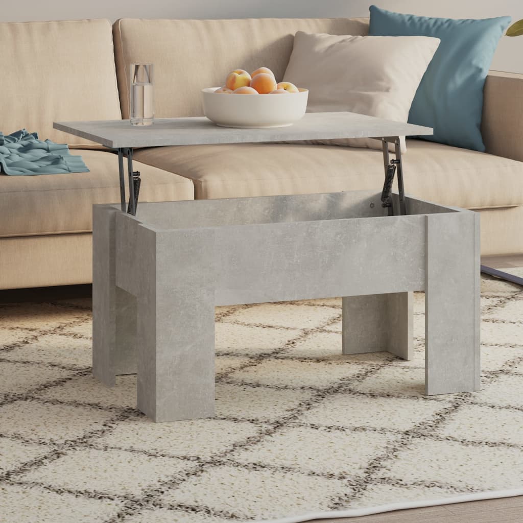 Table basse gris béton 79x49x41 cm en bois