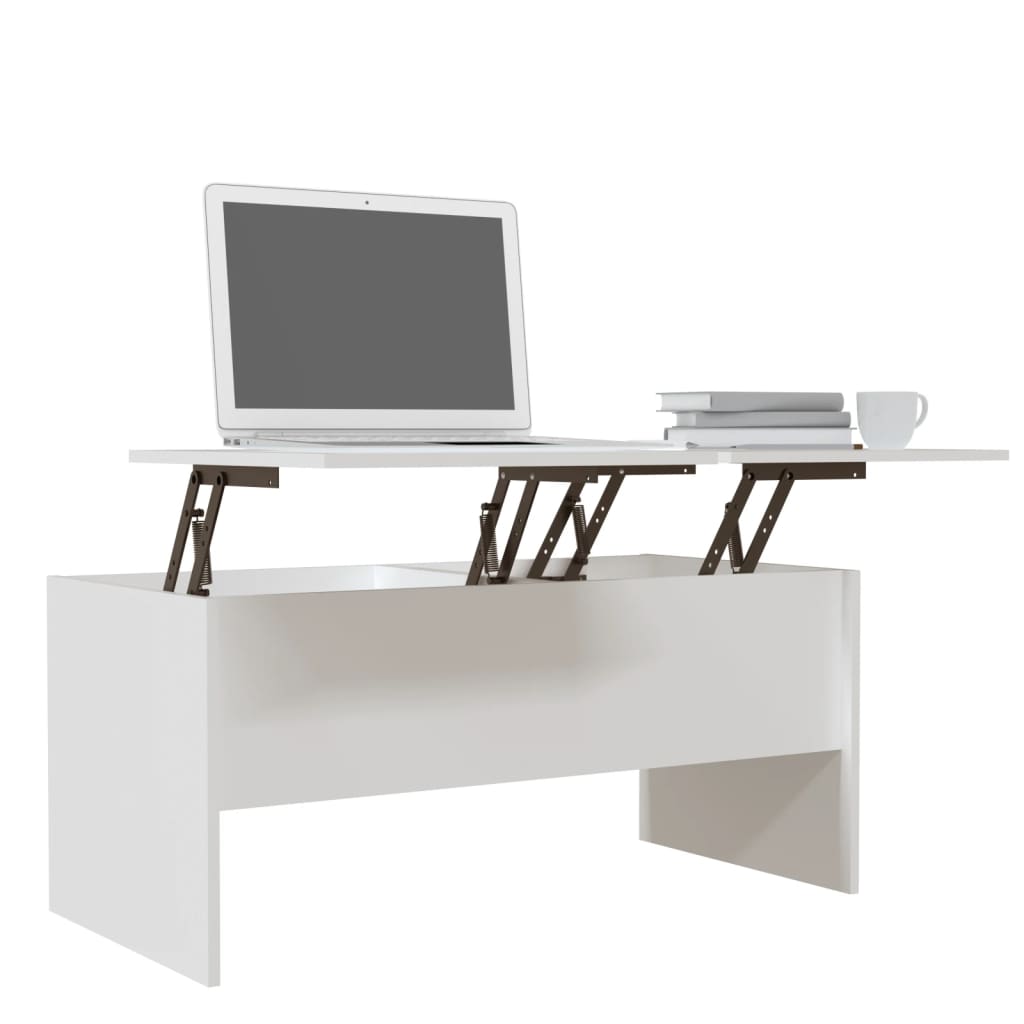 Table basse blanche 102x50,5x46,5 cm en bois