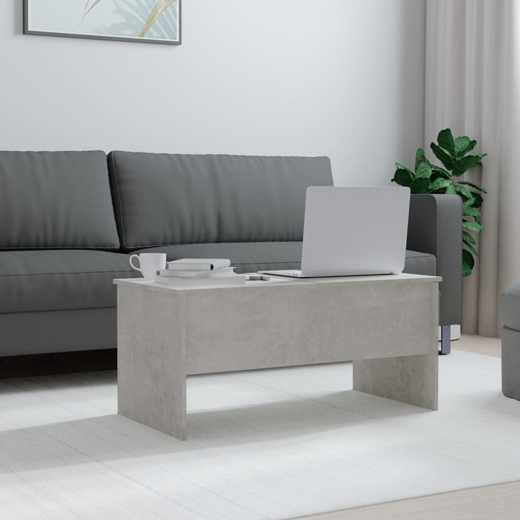 Table basse en béton gris 102x50,5x46,5 cm en bois