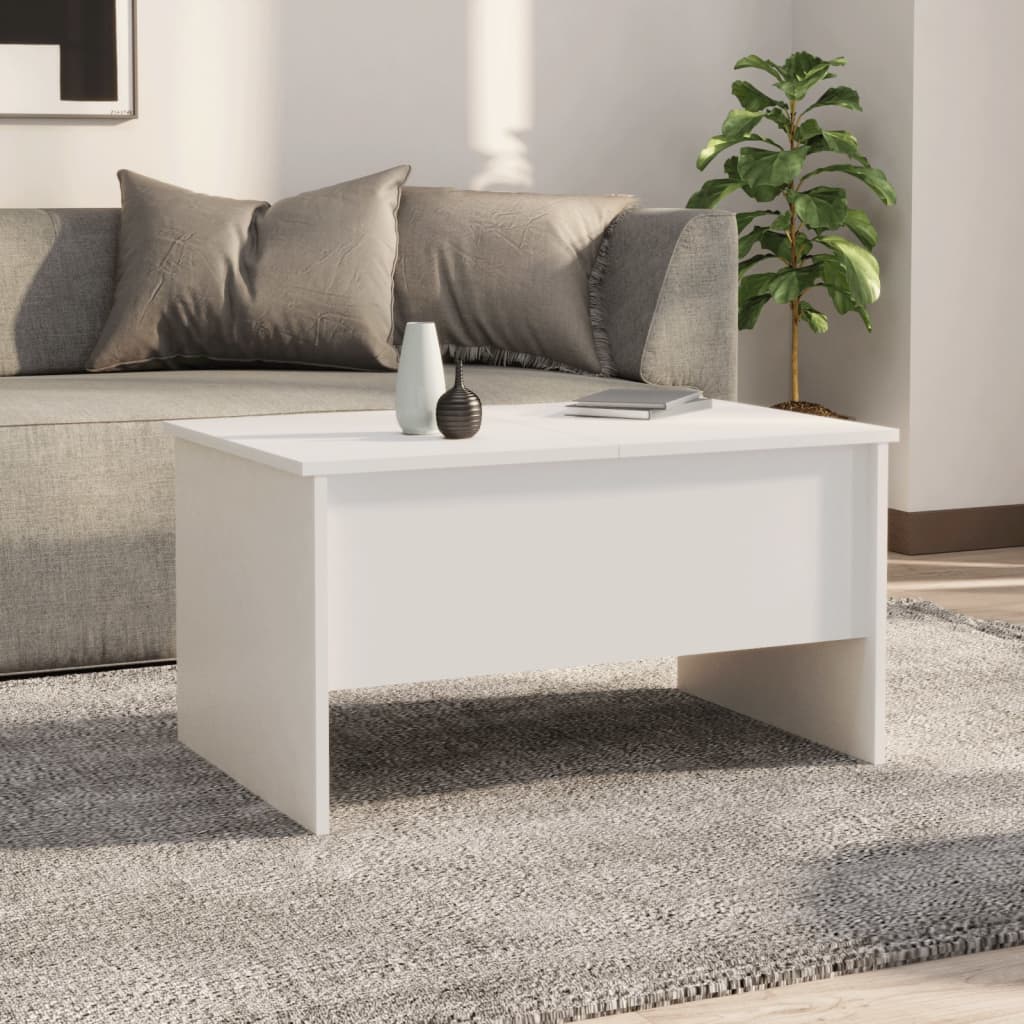 Table basse blanche 80x50x42,5 cm en bois