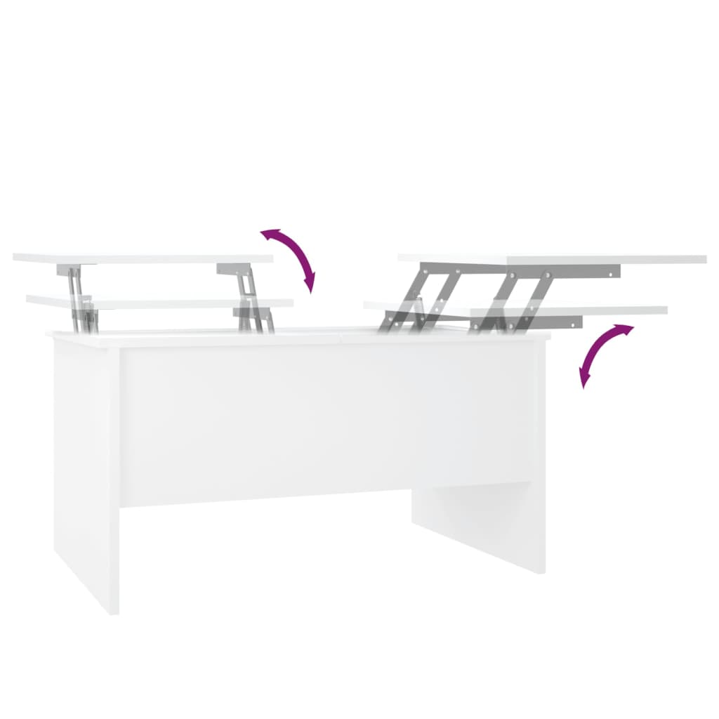 Table basse blanche 80x50x42,5 cm en bois