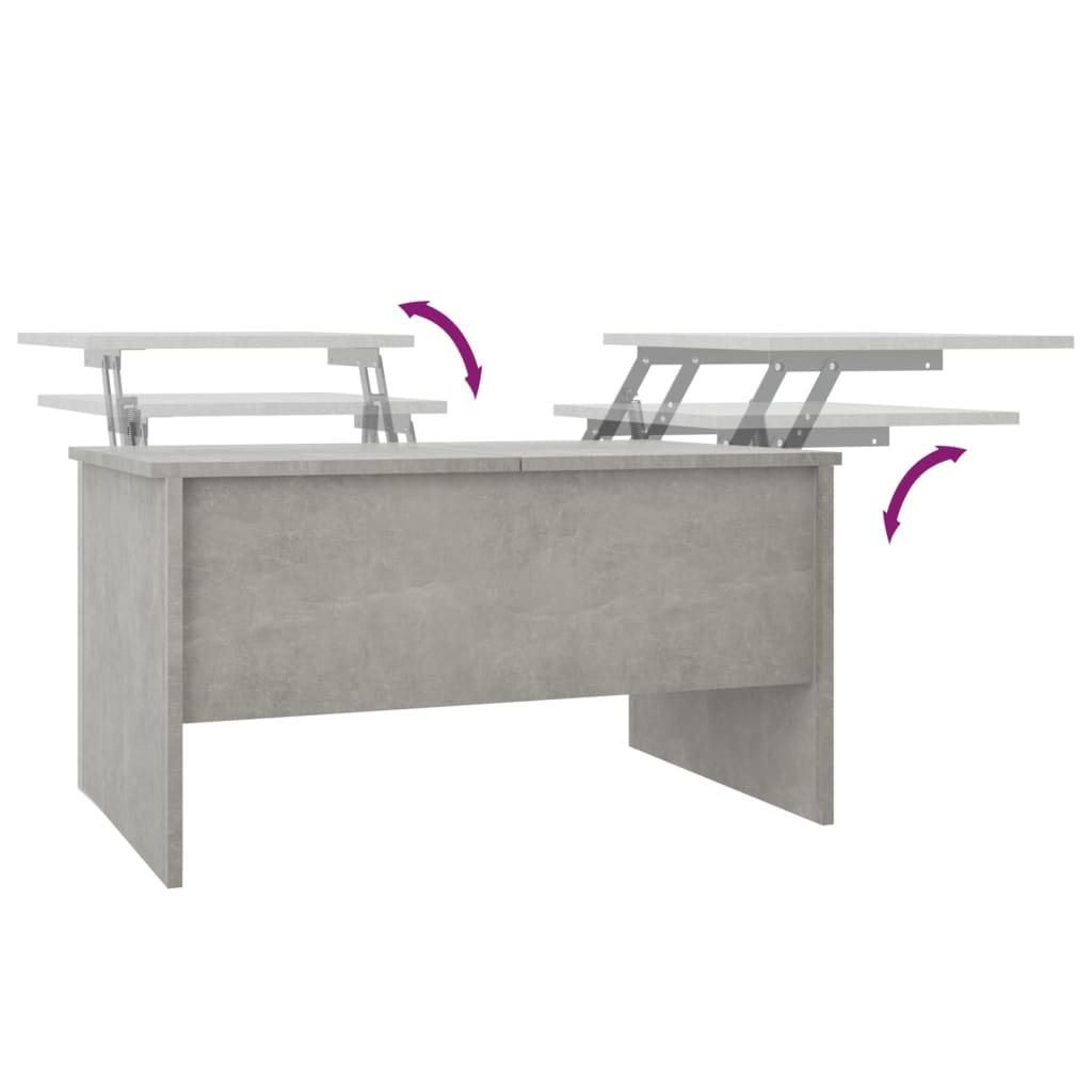 Table basse gris béton 80x50x42,5 cm en bois