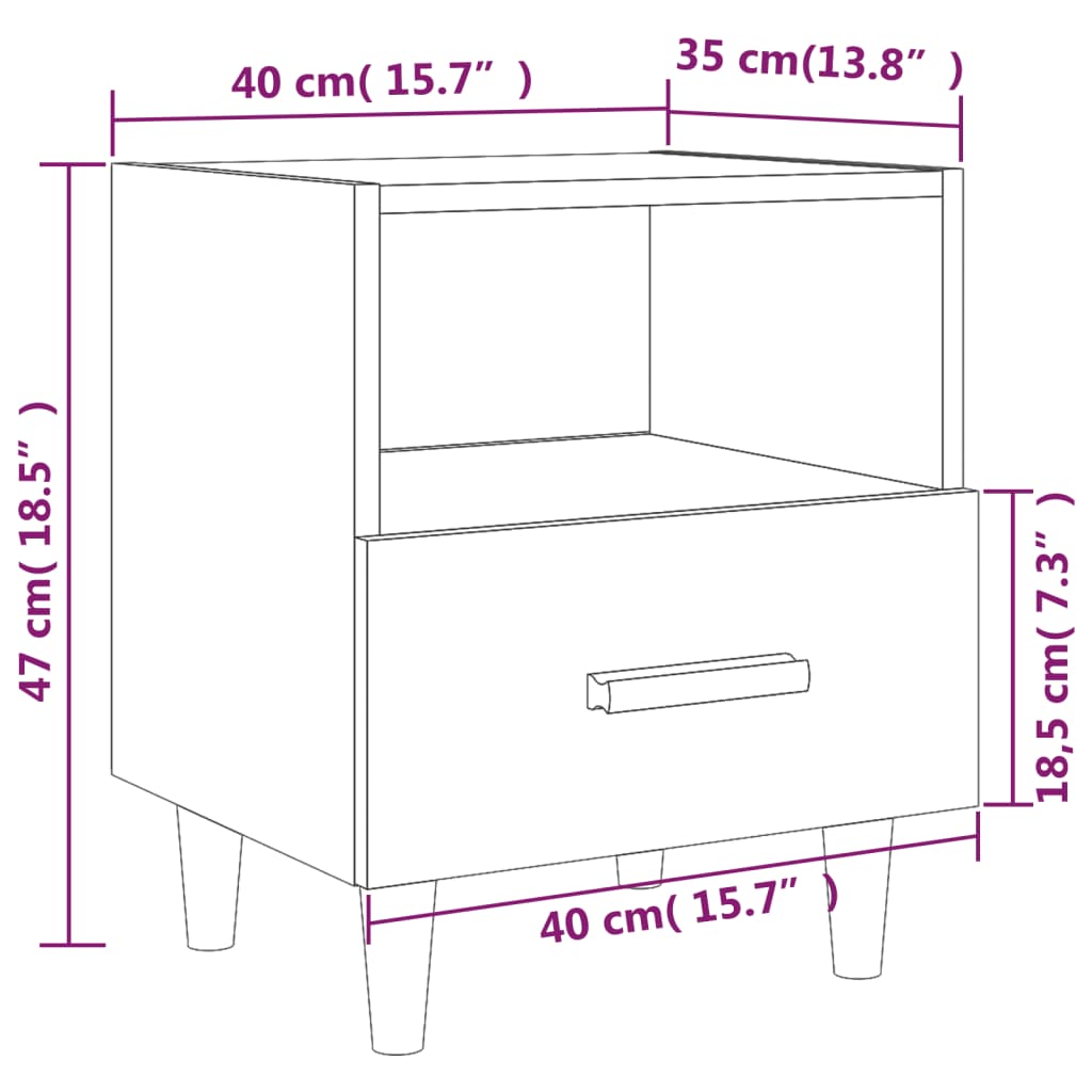 Bedside tables 2 pcs. Concrete grey 40x35x47 cm