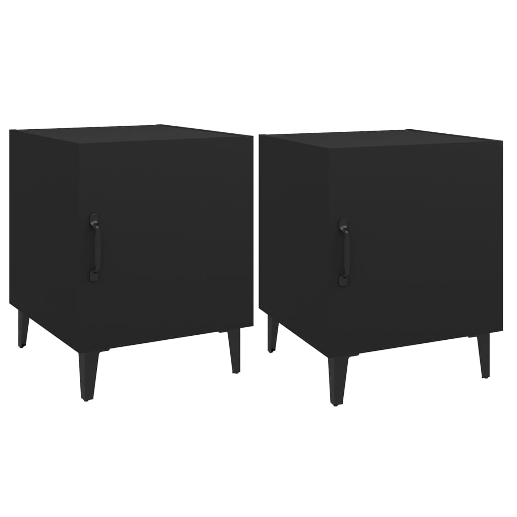 Tables de chevet 2 pcs. Matériau bois noir