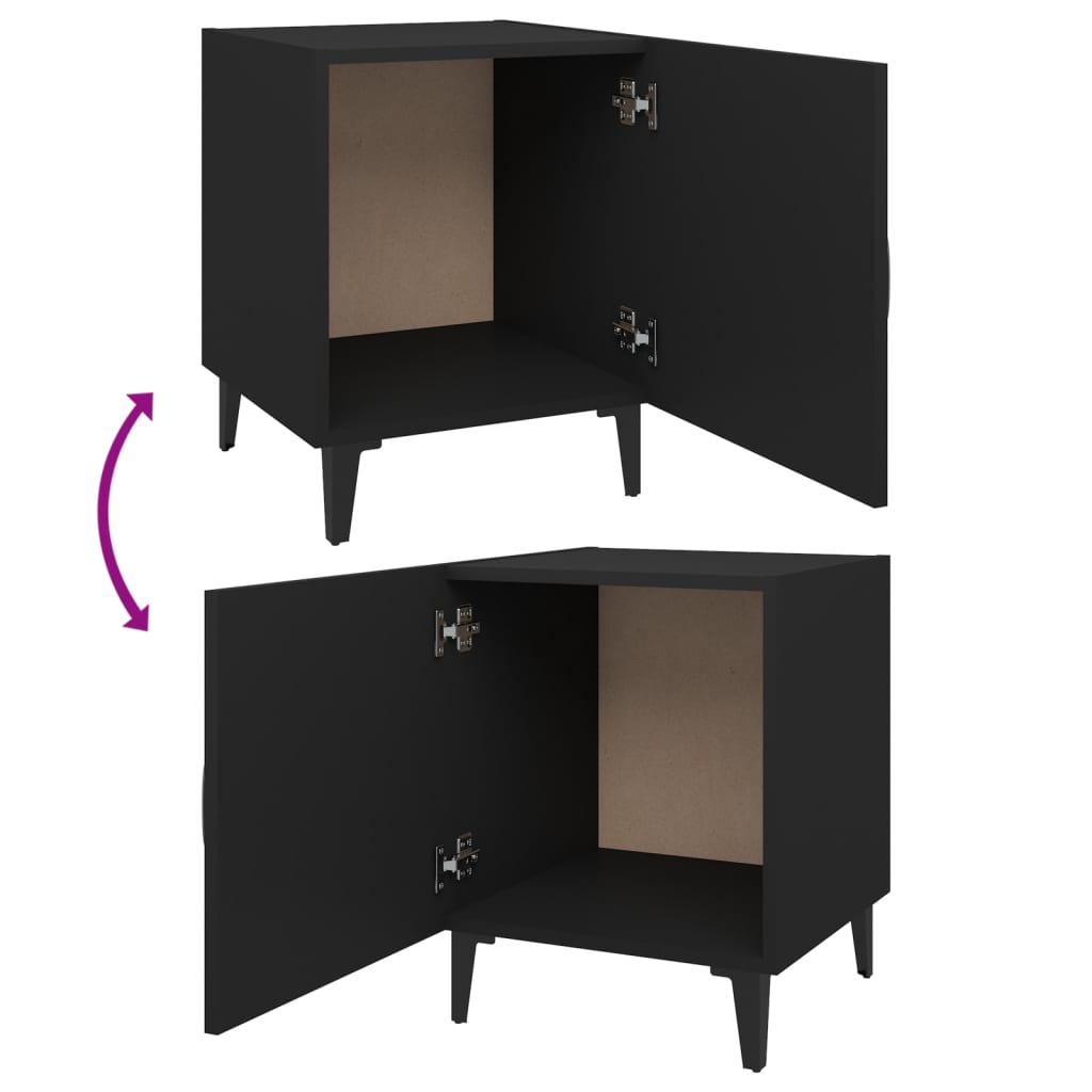 Tables de chevet 2 pcs. Matériau bois noir