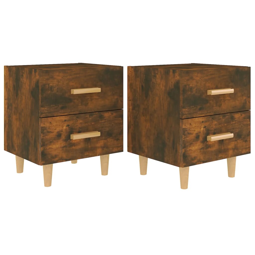 Tables de chevet 2 pcs. chêne fumé 40x35x47,5 cm