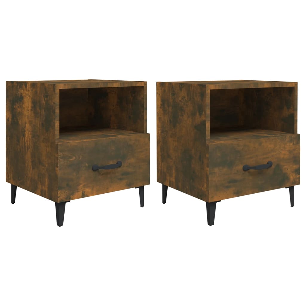 Tables de chevet 2 pcs. Matériau en bois de chêne fumé