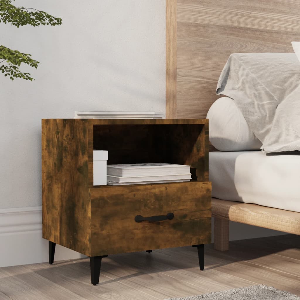 Tables de chevet 2 pcs. Matériau en bois de chêne fumé