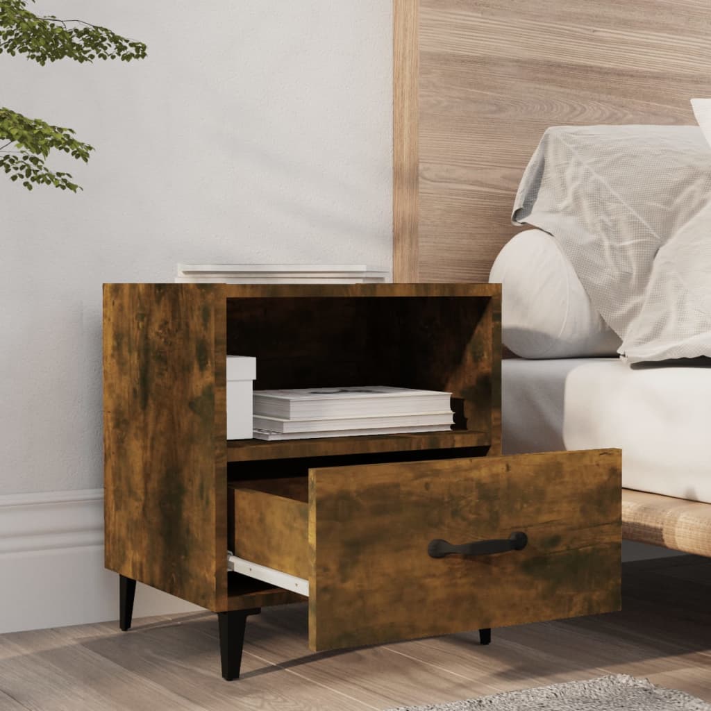Tables de chevet 2 pcs. Matériau en bois de chêne fumé