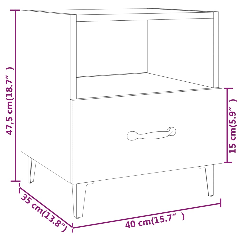 Tables de chevet 2 pcs. Matériau en bois de chêne fumé