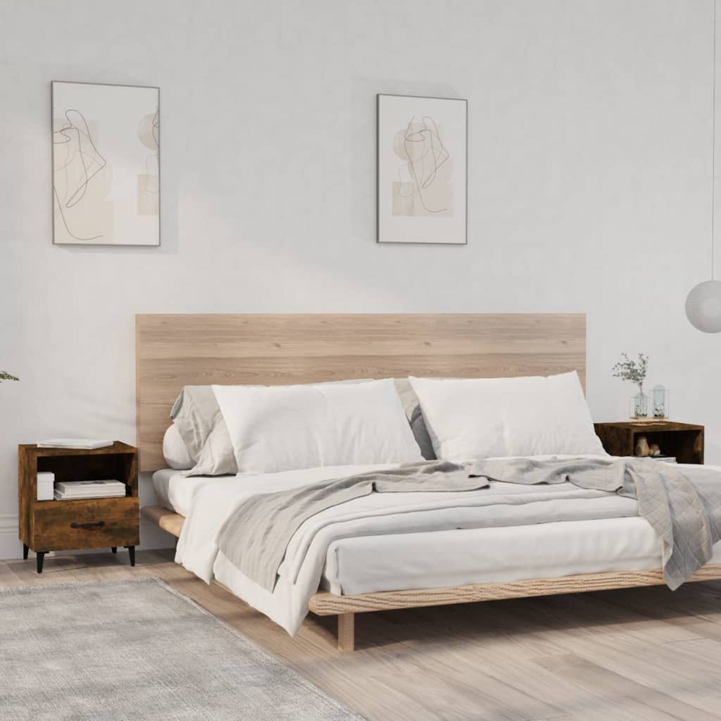 Tables de chevet 2 pcs. Matériau en bois de chêne fumé