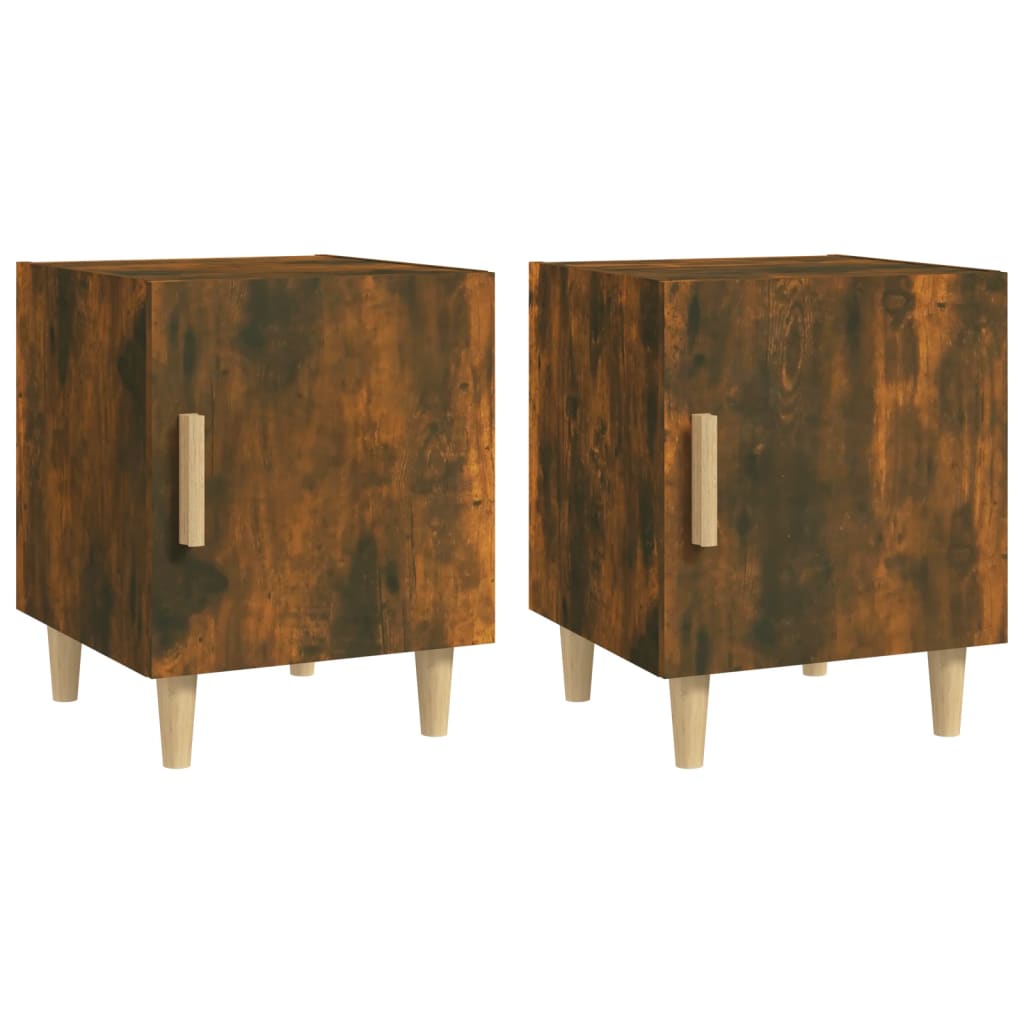 Tables de chevet 2 pcs. Matériau en bois de chêne fumé