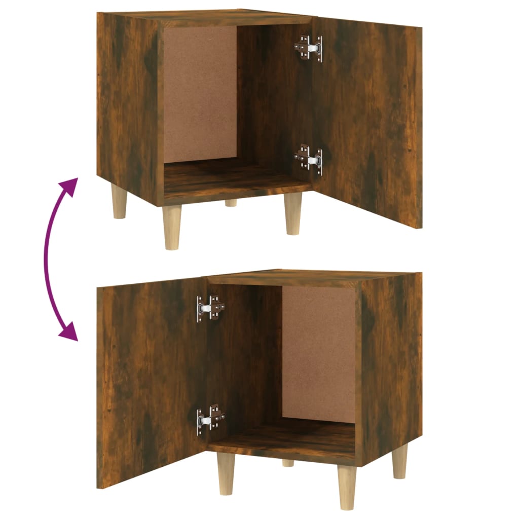 Tables de chevet 2 pcs. Matériau en bois de chêne fumé