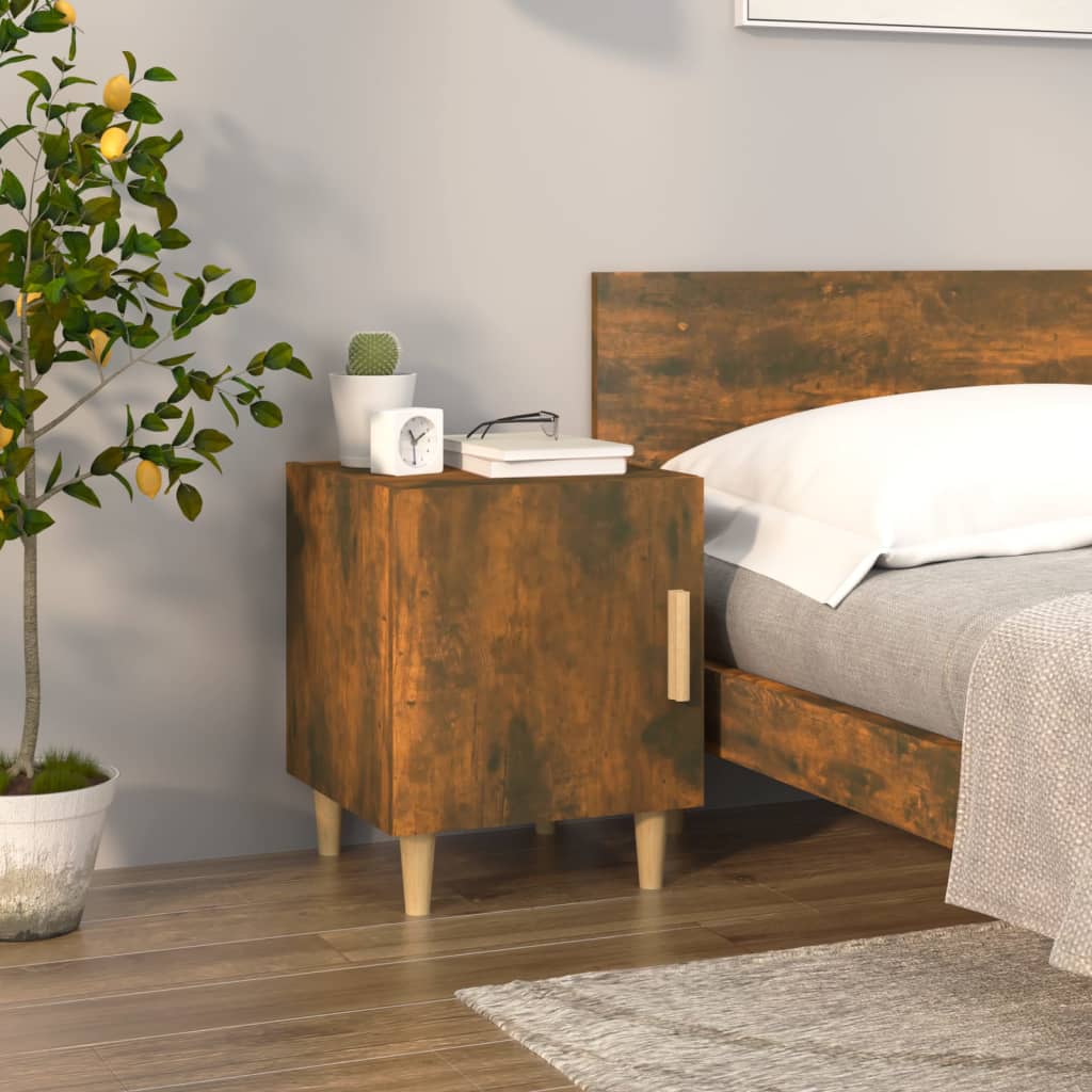 Tables de chevet 2 pcs. Matériau en bois de chêne fumé