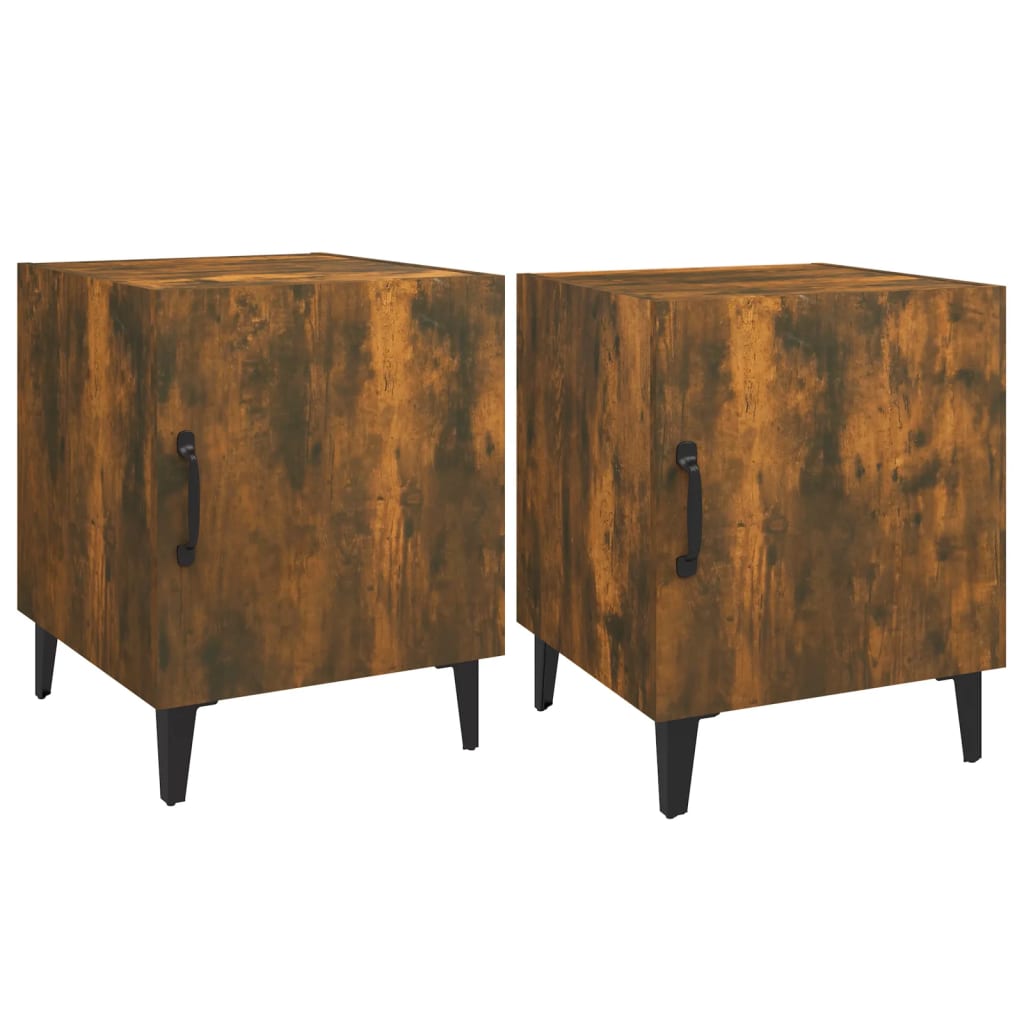 Tables de chevet 2 pcs. Matériau en bois de chêne fumé