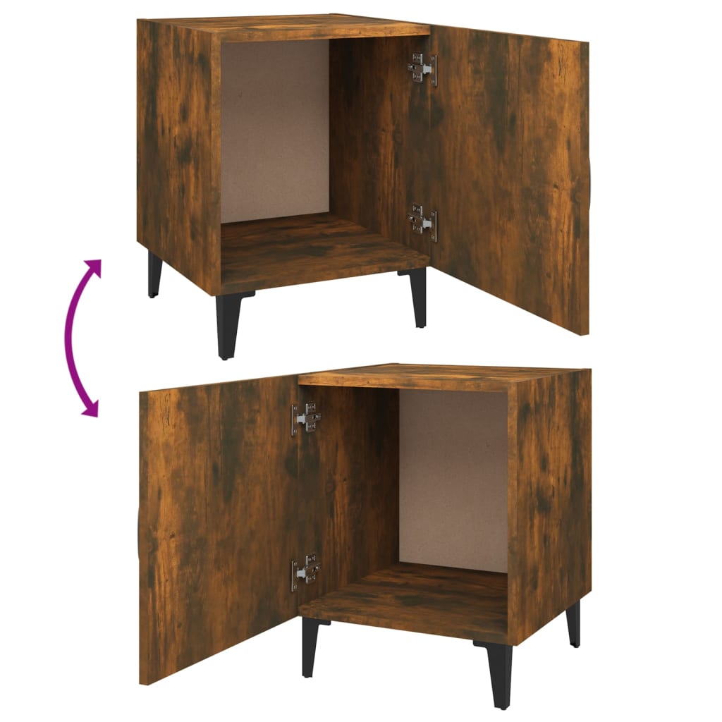 Tables de chevet 2 pcs. Matériau en bois de chêne fumé