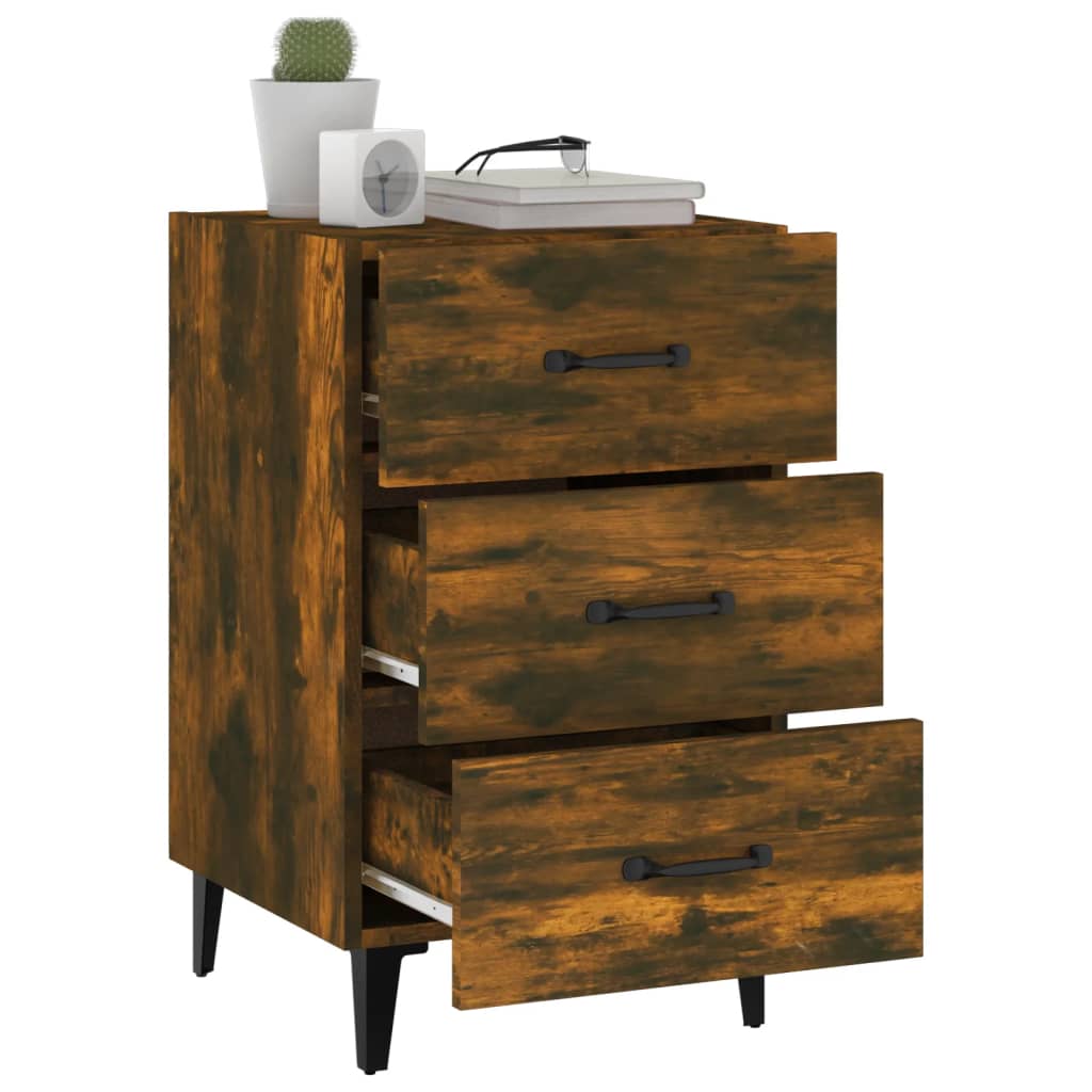 Bedside table smoked oak 40x40x66 cm wood material