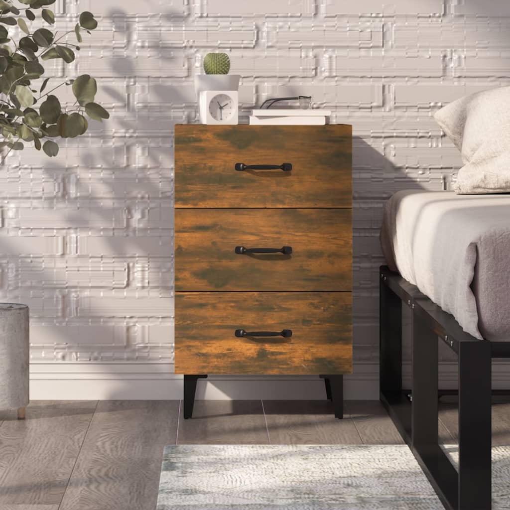 Bedside table smoked oak 40x40x66 cm wood material