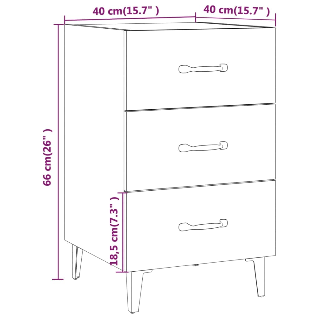 Bedside table smoked oak 40x40x66 cm wood material