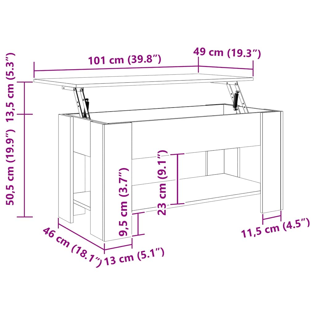 Couchtisch Räuchereiche 101x49x52 cm Holzwerkstoff