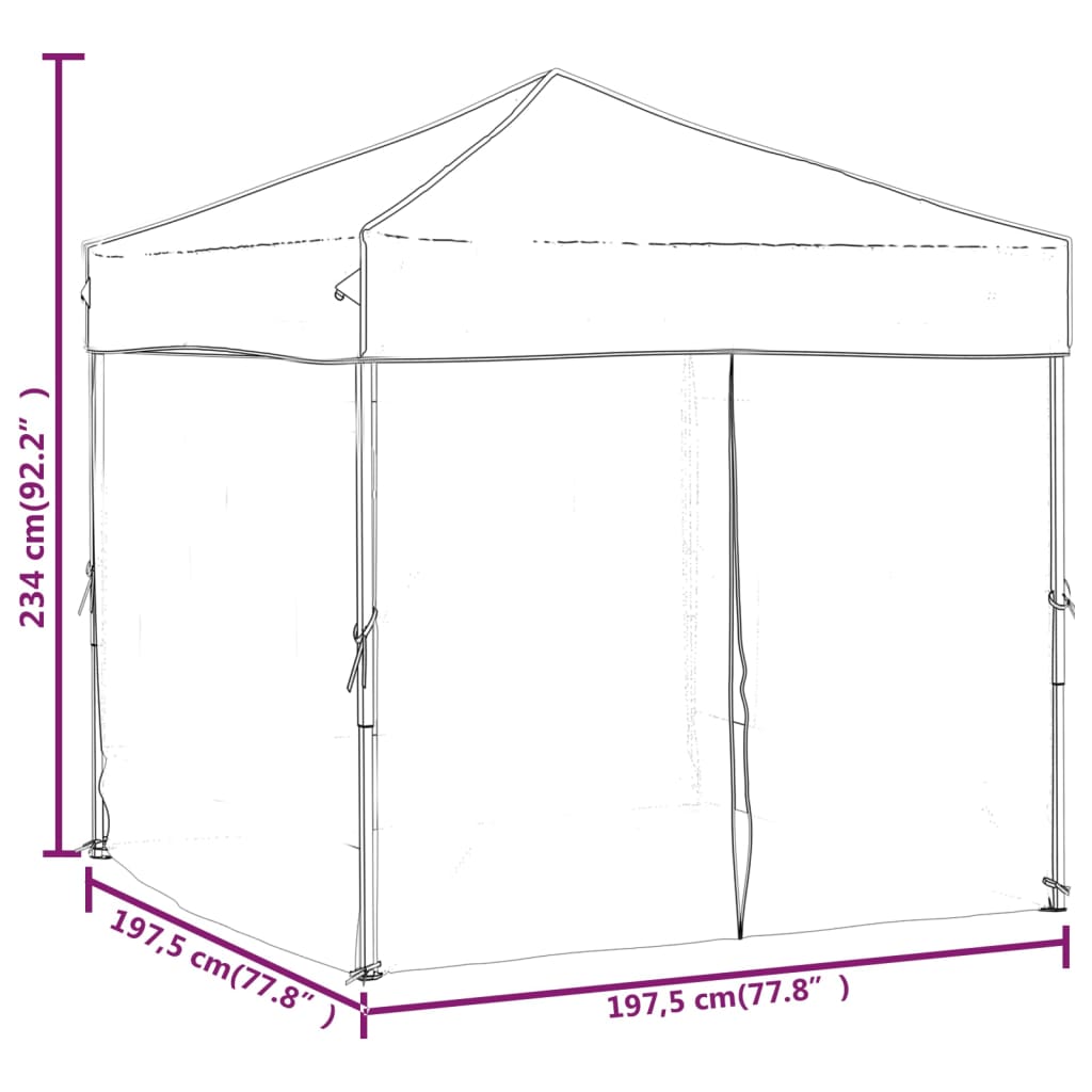 Tente de fête pliable avec parois latérales anthracite 2x2 m
