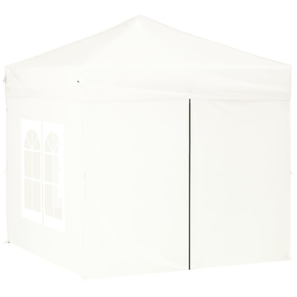 Tente de fête pliable avec parois latérales blanc 2x2 m