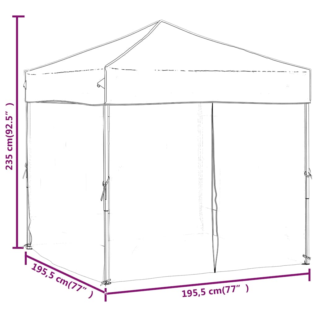 Tente de fête pliable avec parois latérales blanc 2x2 m