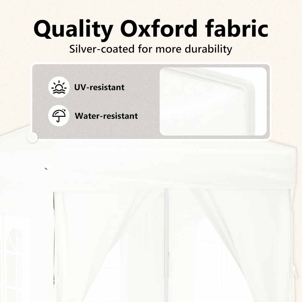 Tente de fête pliable avec parois latérales blanc 2x2 m