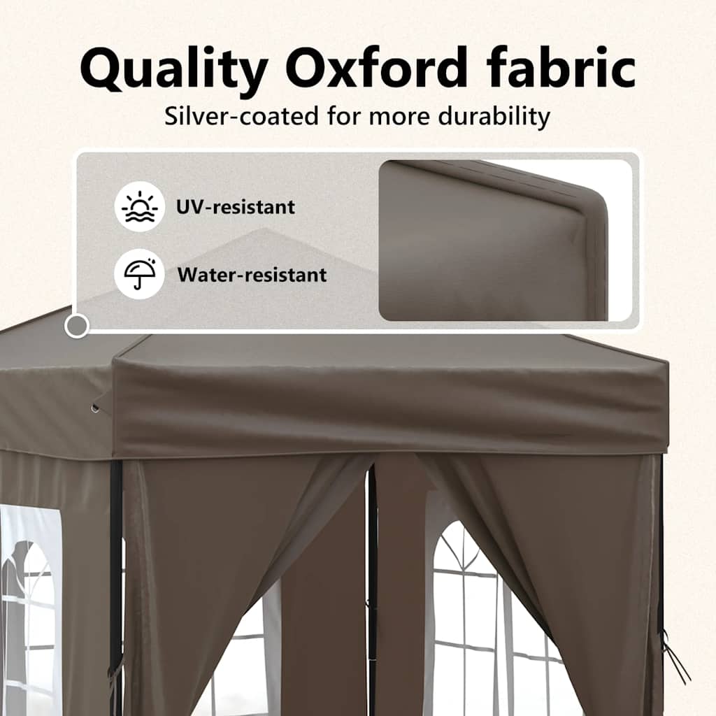 Tente de fête pliable avec parois latérales taupe 2x2 m