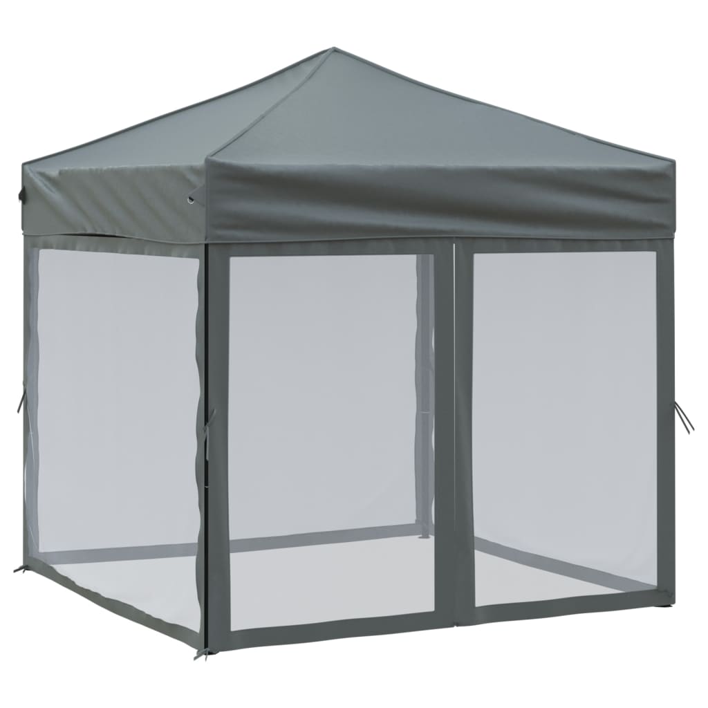 Tente de fête pliable avec parois latérales anthracite 2x2 m