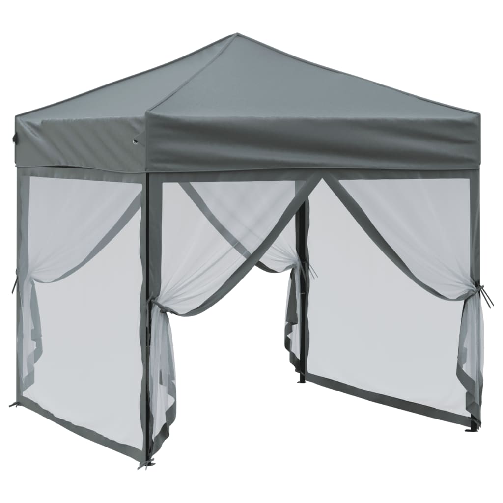Tente de fête pliable avec parois latérales anthracite 2x2 m