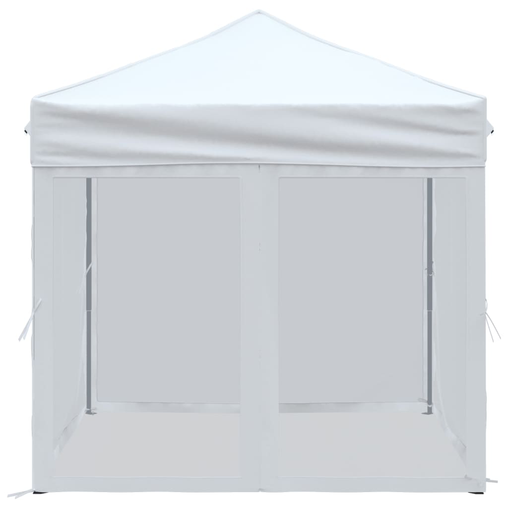 Tente de fête pliable avec parois latérales blanc 2x2 m