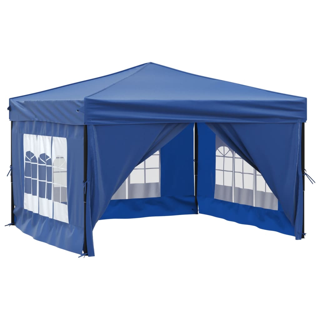 Tente de fête pliable avec parois latérales bleue 3x3 m