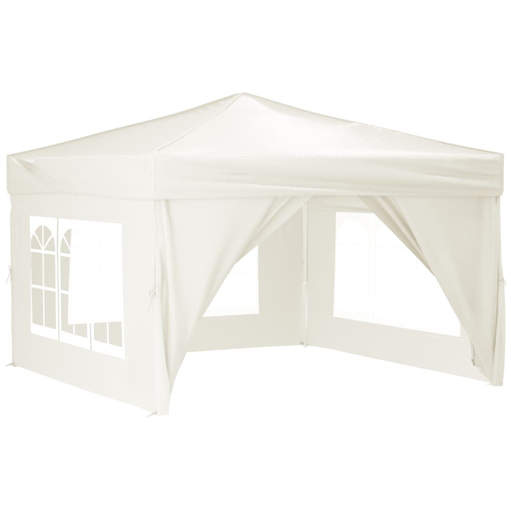 Tente de fête pliable avec parois latérales crème 3x3 m